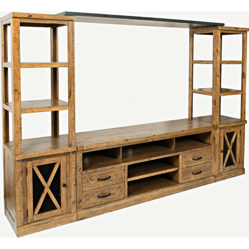 Telluride 4PC Entertainment Center with 70" Console in Distressed Pine